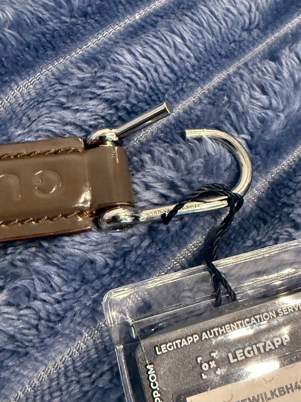 Authentic Gucci Bronze Metallic Patent Leather Loop Keychain Hook Charm
